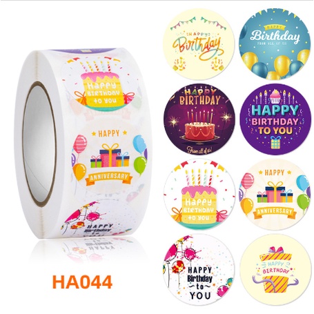 (500pcs) HBD Sticker Roll Happy Birthday Stickers Birthday Stickers ...