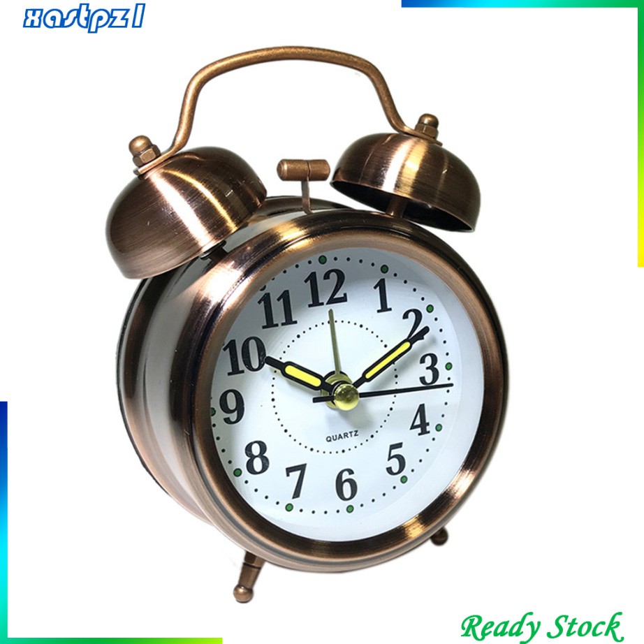 [ Retro Alarm Clock Battery Operated Loud Alarm Clock Bronze Color ...