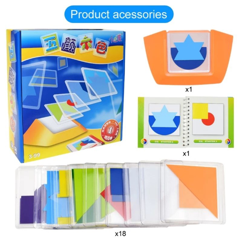 Tangram 100 Challenges Color Code Puzzle Games Jigsaw Board Kids Skills ...