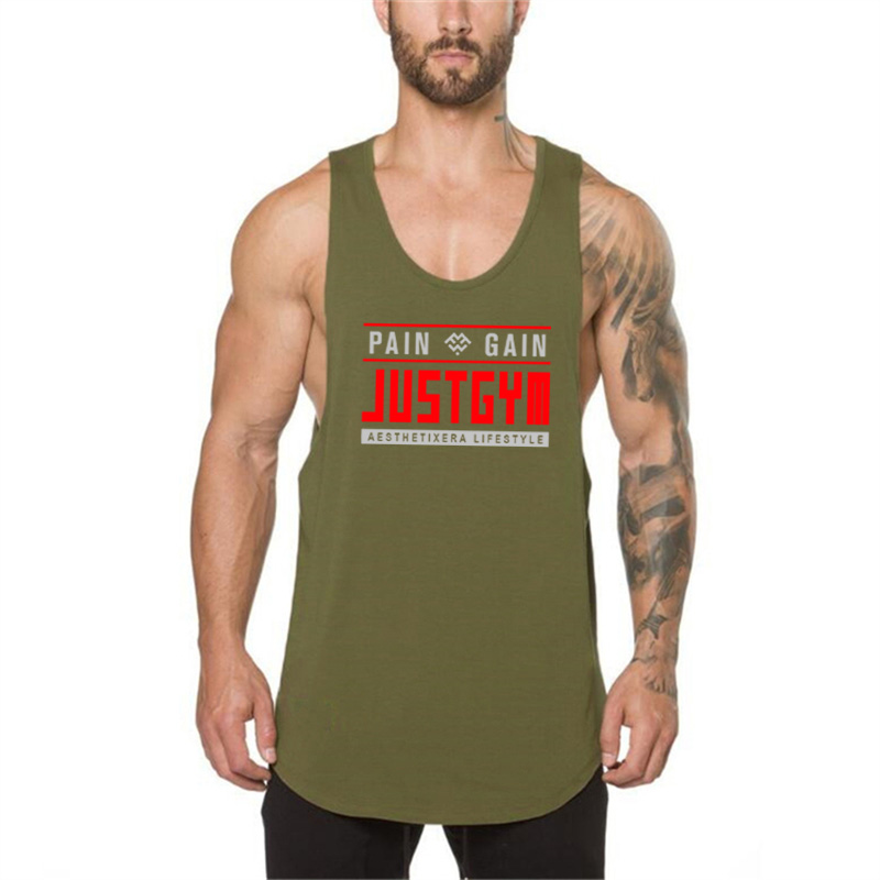Brand gym clothing cotton singlets bodybuilding stringer tank top men fitness muscle guys sleeveless Tanktop