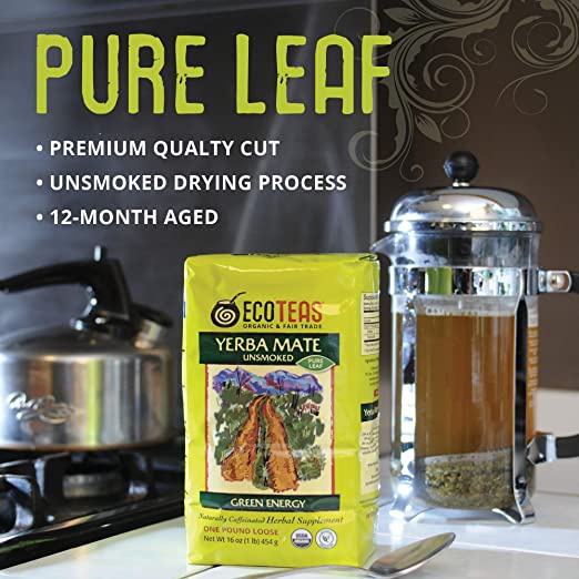 Eco Teas, Yerba Mate Pure Leaf Loose Tea, Green Energy, Unsmoked, 16 oz ...