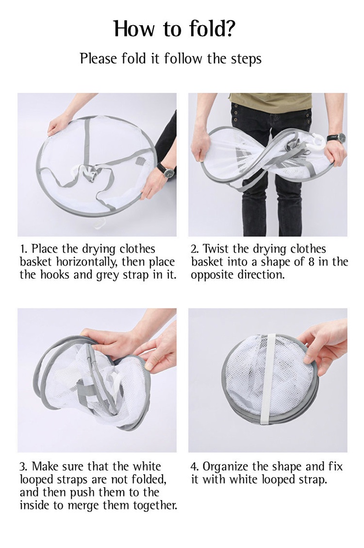Foldable Windproof Clothes Drying Mesh Double Layer Laundry Round Dryer ...