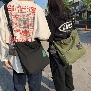 Men Black Crossbody Bags Japan Harajuku All-match Couple School Shoulder  Canvas Bag Retro Large Capacity Handbag Student Casual