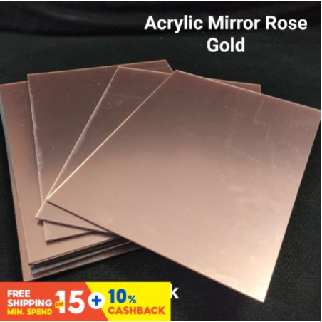 acrylic sheet MIRROR ROSEGOLD A4 SIZE (2mm thickness) plate plastik ...