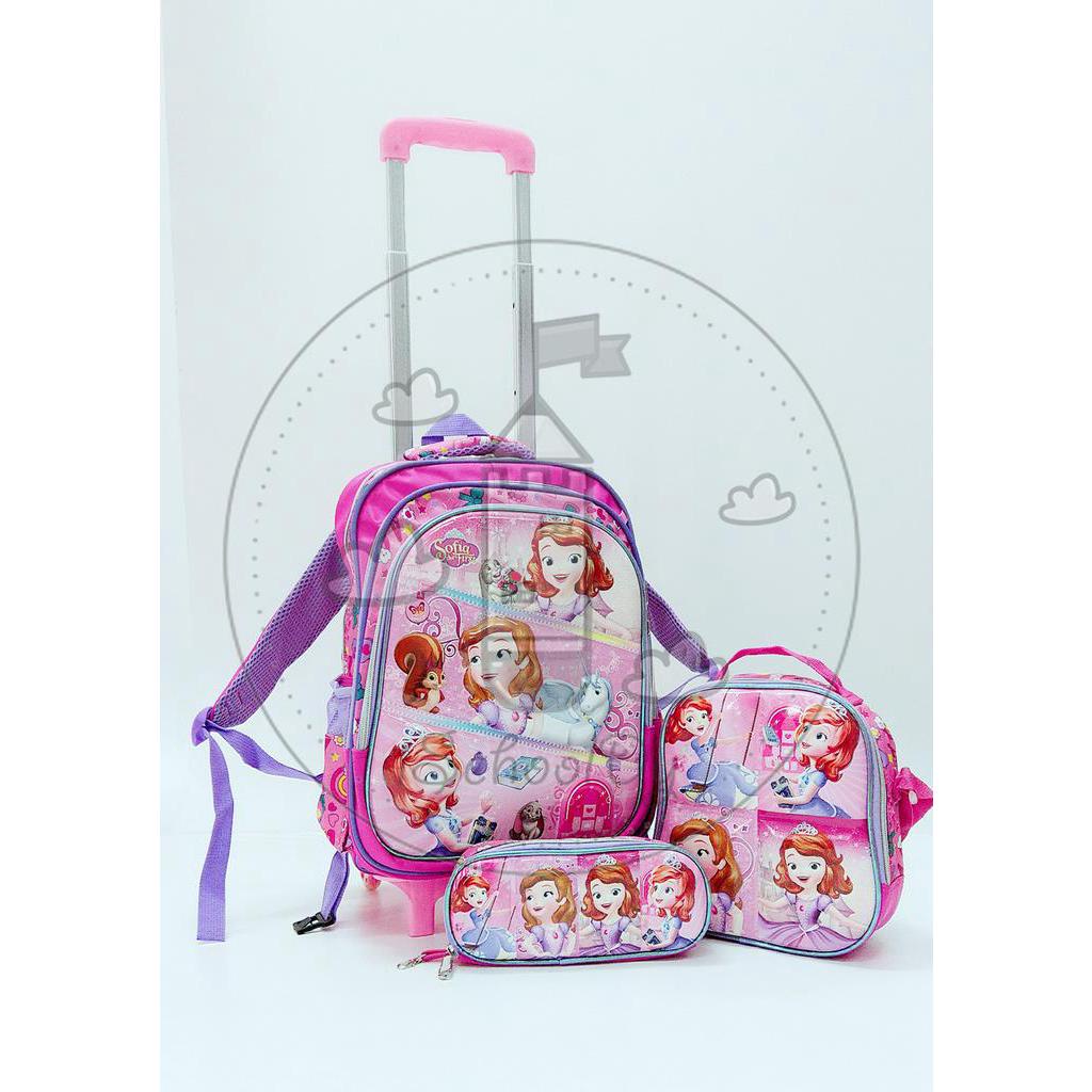 iSchoolDy Princess Sofia Removable Trolley School Bag Set Shopee Singapore