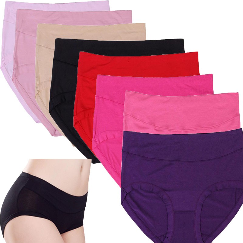 8pcs Plus Size Women Soft Brief Underwear Cotton Mid Waist Ladies bamboo Panties Shopee Singapore