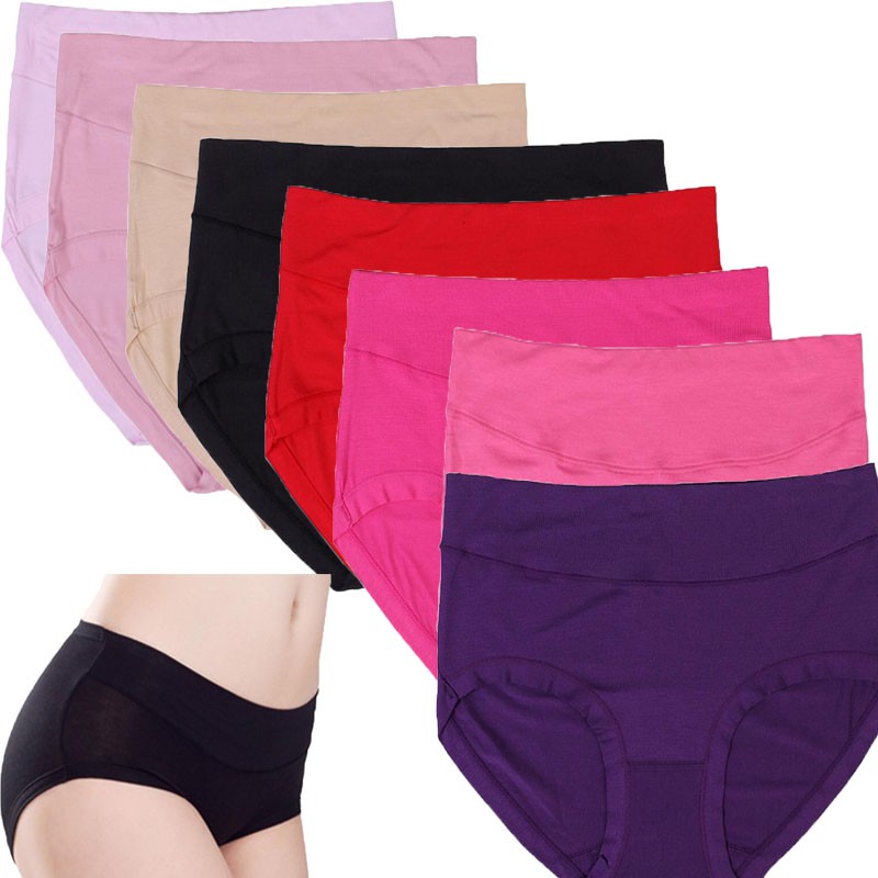 8pcs Plus Size Women Soft Brief Underwear Cotton Mid Waist Ladies Bamboo Panties Shopee Singapore 0431