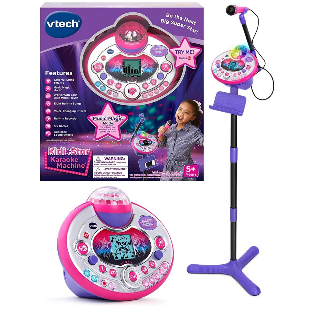 VTech Kidi Star Karaoke Machine Connects To MP3 Mobile Devices Pink Purple