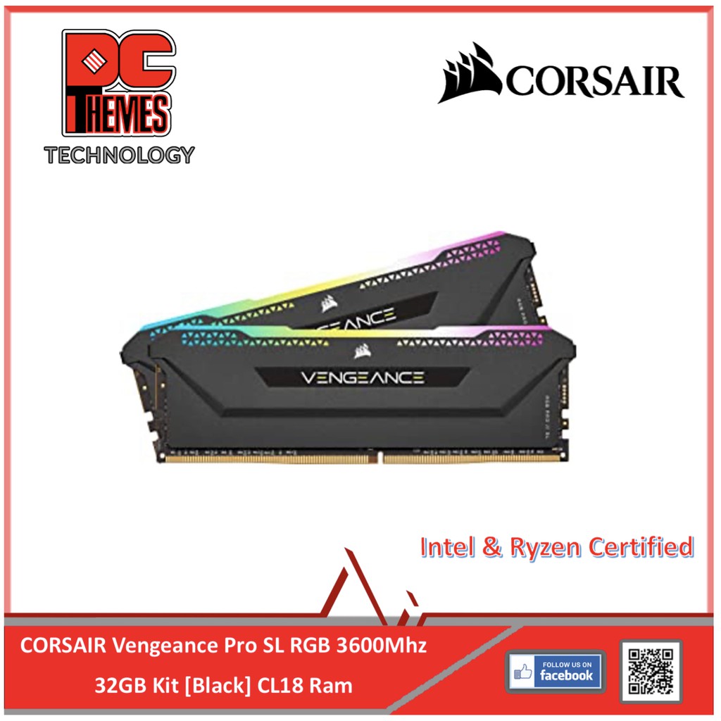 CORSAIR VENGEANCE RGB PRO SL 32GB (2x16GB) DDR4 3600Mhz C18 Memory