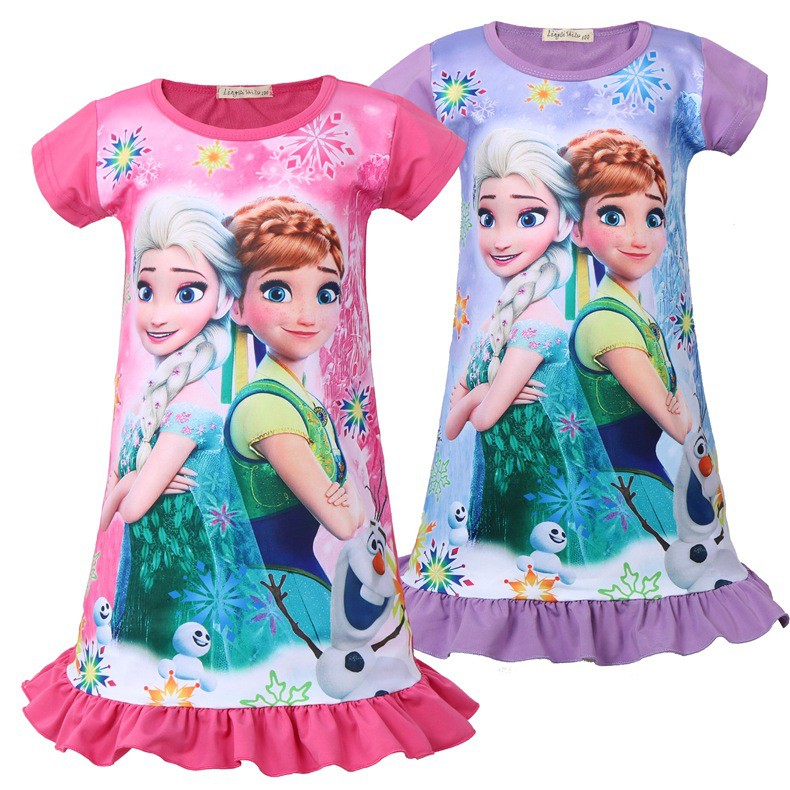 Disney Frozen Nightdress Children Dress Girls Sleeping Pajama Nightwear Shopee Singapore