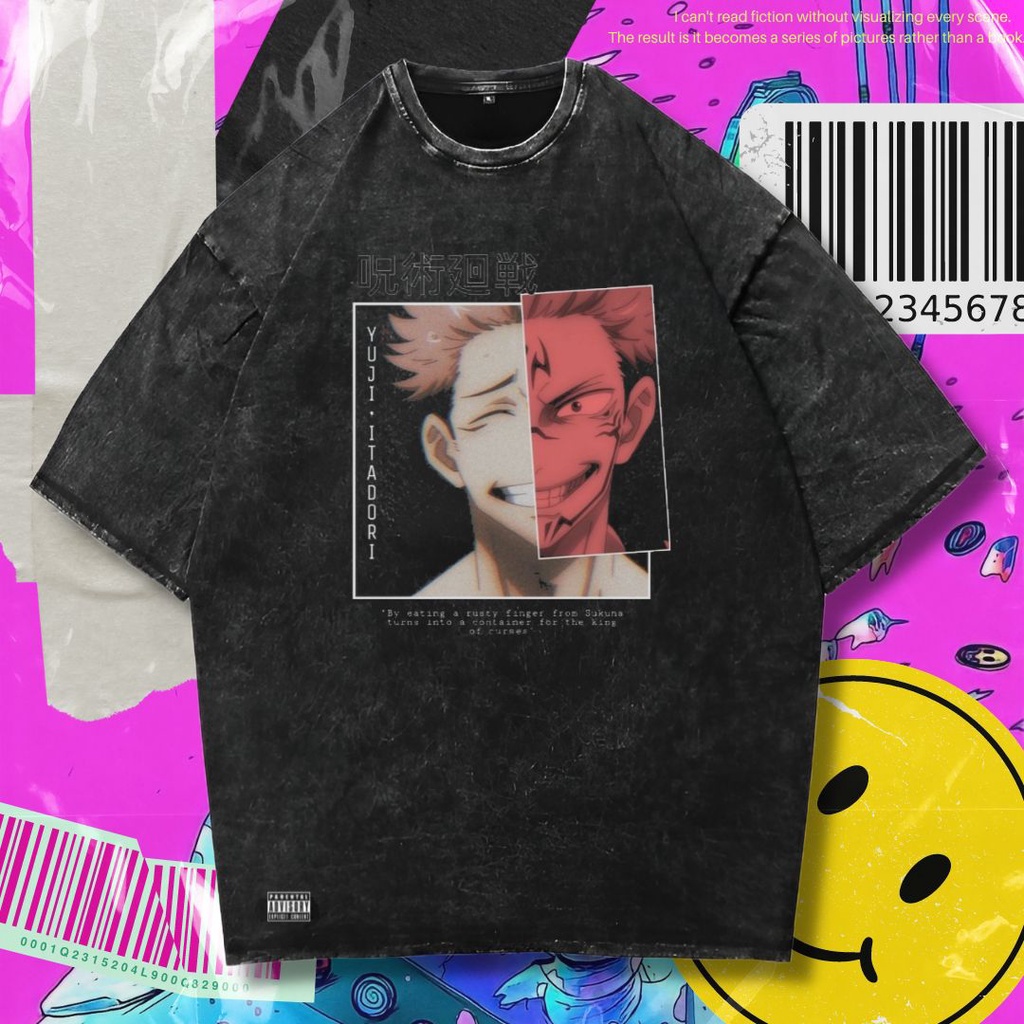 Jujutsu Kaisen Anime T Shirt Purple Haze Oversize T Shirt Stone Wash Itadori Yuji X Ryomen 5870