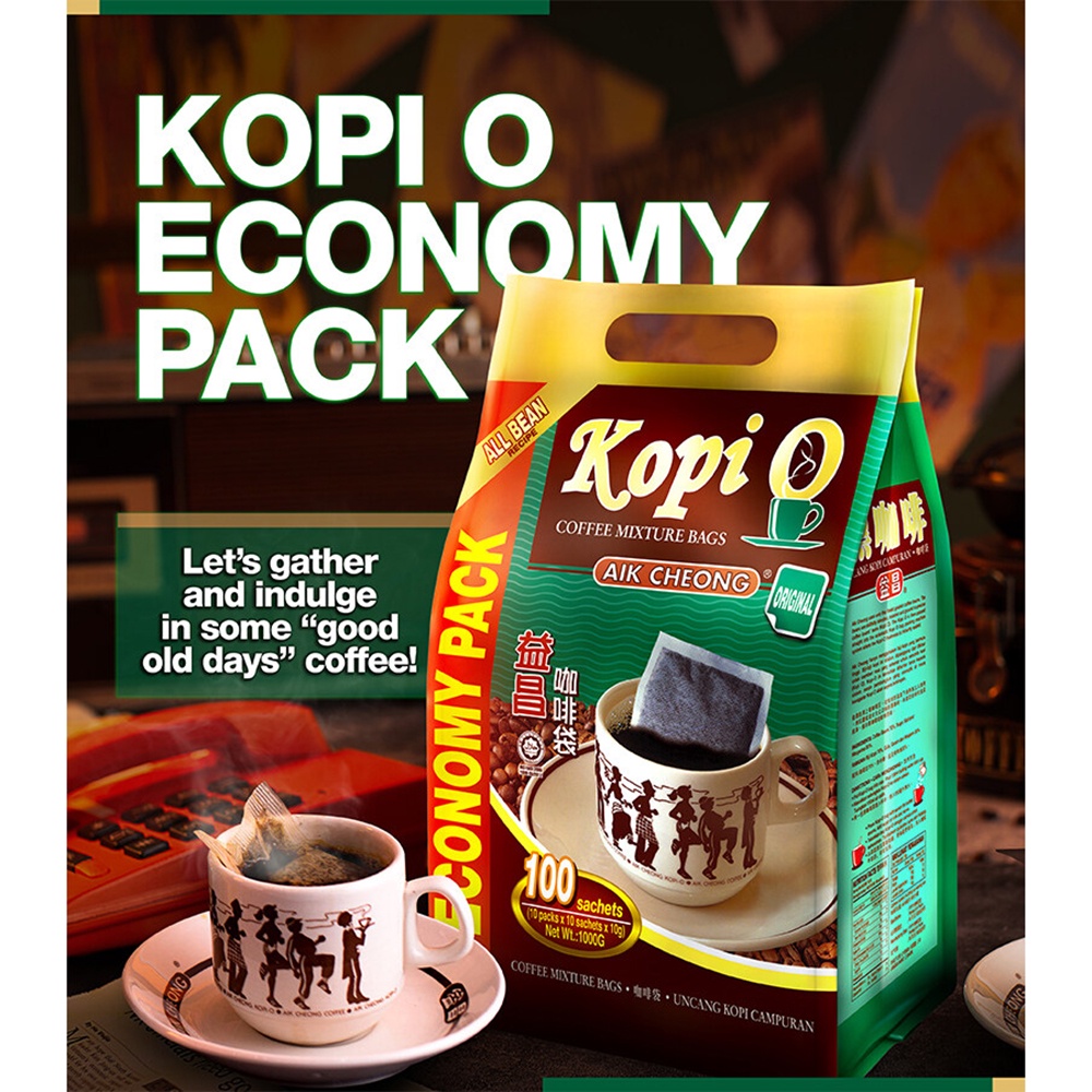 (Economy Pack) Aik Cheong Kopi-O Instant Roast Coffee Kopi O Kosong  Original Melaka Malaysia Bag SG Ready Stock