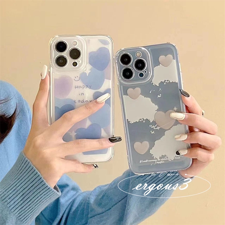 Case for iPhone 13 12 11 Pro Max 7 8 Plus SE 2020 X XR Xs Max INS Full Love Clear Phone Case Protective Cover