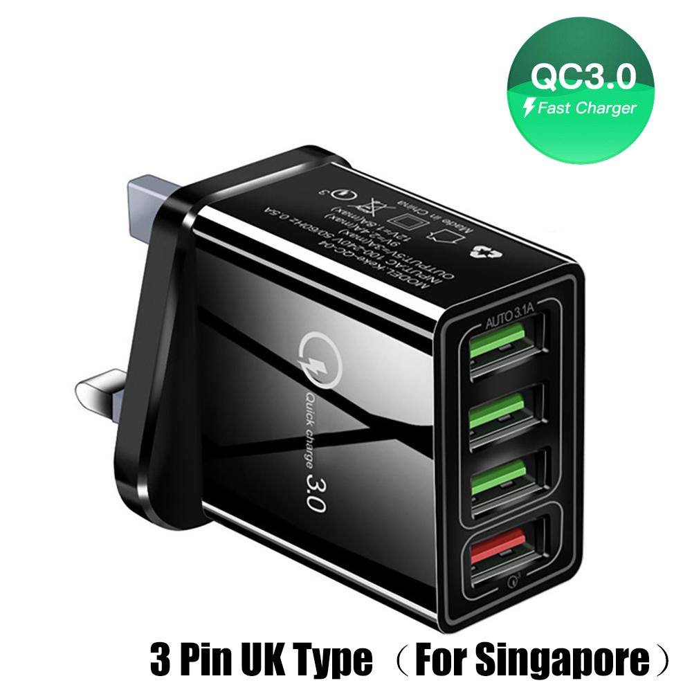 QC 3.0 Wall Charger With 4 USB Port 30W Quick Charge UK Plug USB