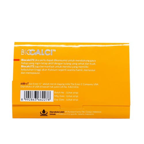Biocalci-72 Suplemen Kalsium organik Ester C Vitamin D3/Vitamin C/Daya Tahan Tubuh - Gambar 3