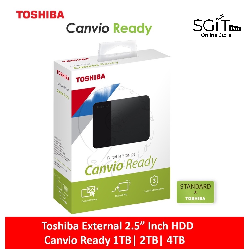 SG, Toshiba Canvio Ready 1TB/2TB/4TB External HDD / Hard Disk / Hard Drive  / USB 3.0 3 Years Local Warranty