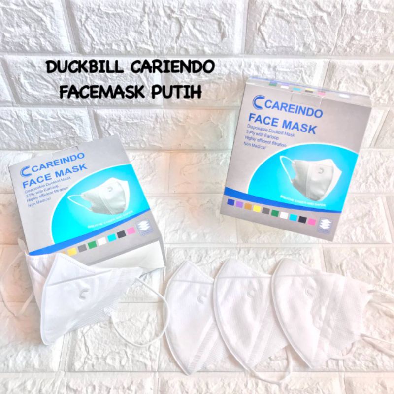 PUTIH Careindo EMBOSED ADULT DUCKBILL MASK WHITE 1 BOX CONTAINS 50 PCS ...