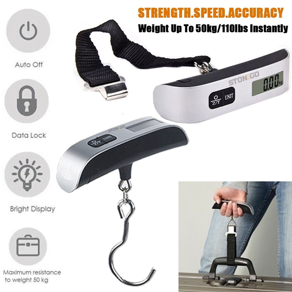 Hyindoor Portable Luggage Scale 50kg/110lb Electronic Digital Scale Fish Scale Travel Bag Hanging Weighing Scale