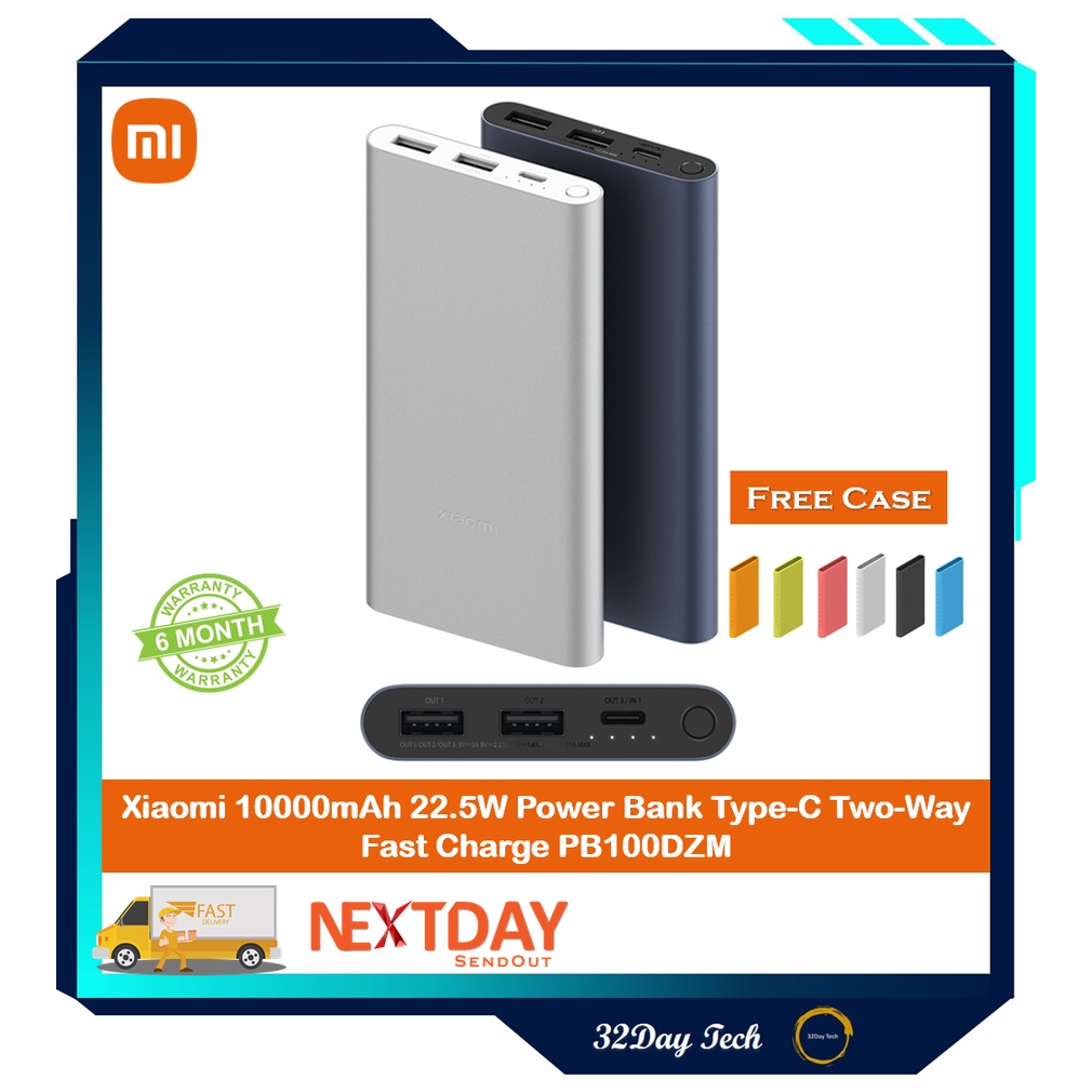 [Free Case] Xiaomi Mi 10000mAh 22.5W Power Bank Power Bank Type-C Two ...