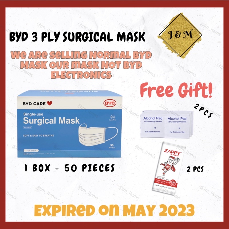 BYD (Blue) Care Single Use 3-Ply Surgical Mask (50pcs) | Shopee Singapore