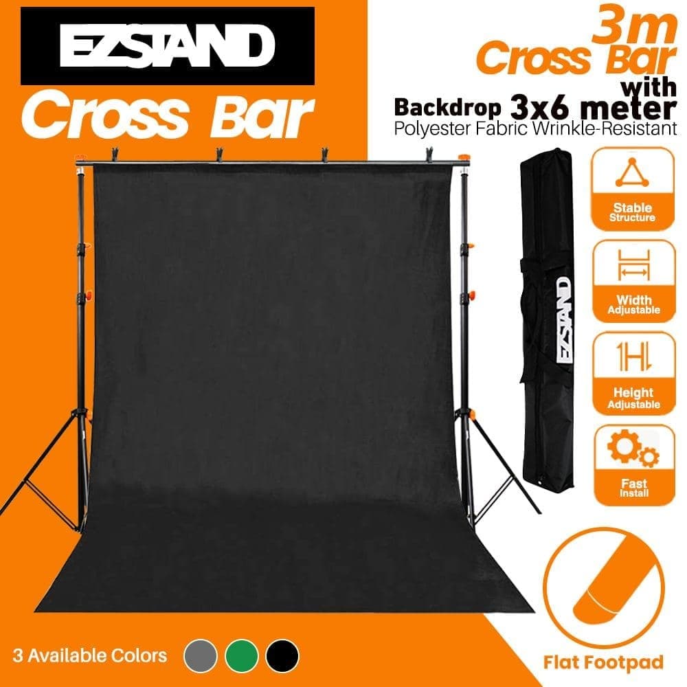 Ez Stand Portable Background Stand + 3x6M Studio Backdrop Background ...