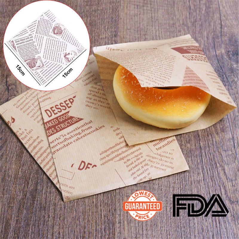 50pcs Oilproof Wax Paper Cake Bread Food Wrapper Disposable Burger Fries  Baking Wax Paper Dinner Plate Greaseproof Pad Paper