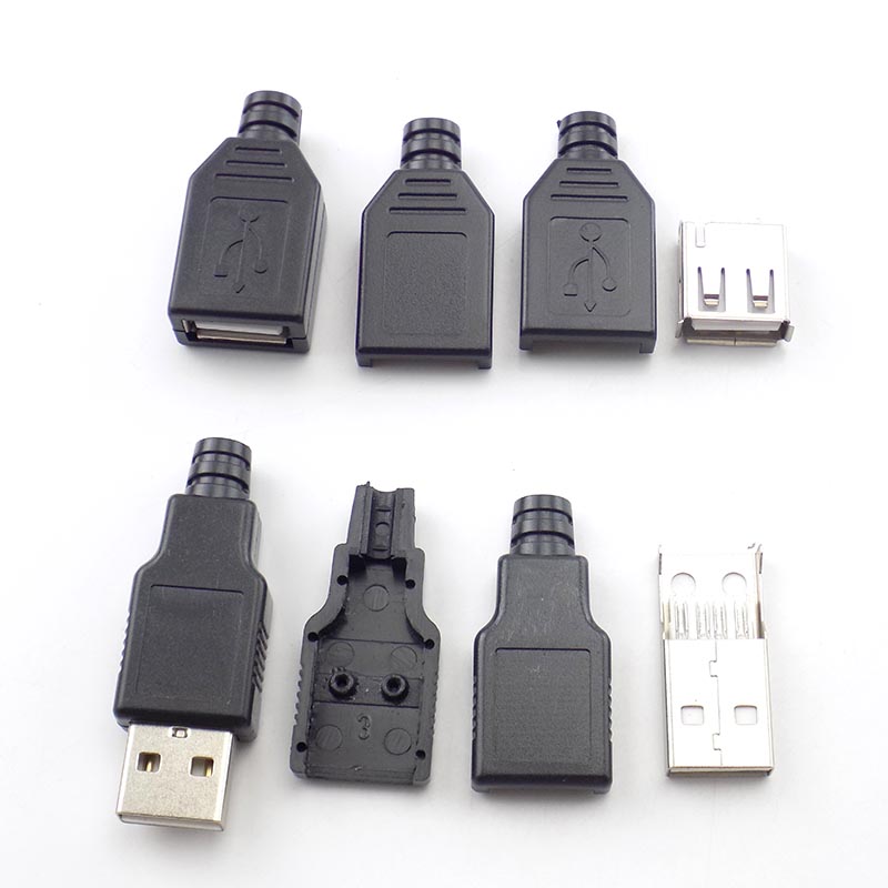 50pcs 4pin Plastic Cover Solder Type A 20 5v Usb Type A Male Female Diy 4pin Plug Socket 3087