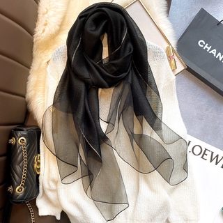 1pc Women's Large Size Thin & Semi-transparent Imitated Silk Scarf For  Autumn, Suitable For Daily Use