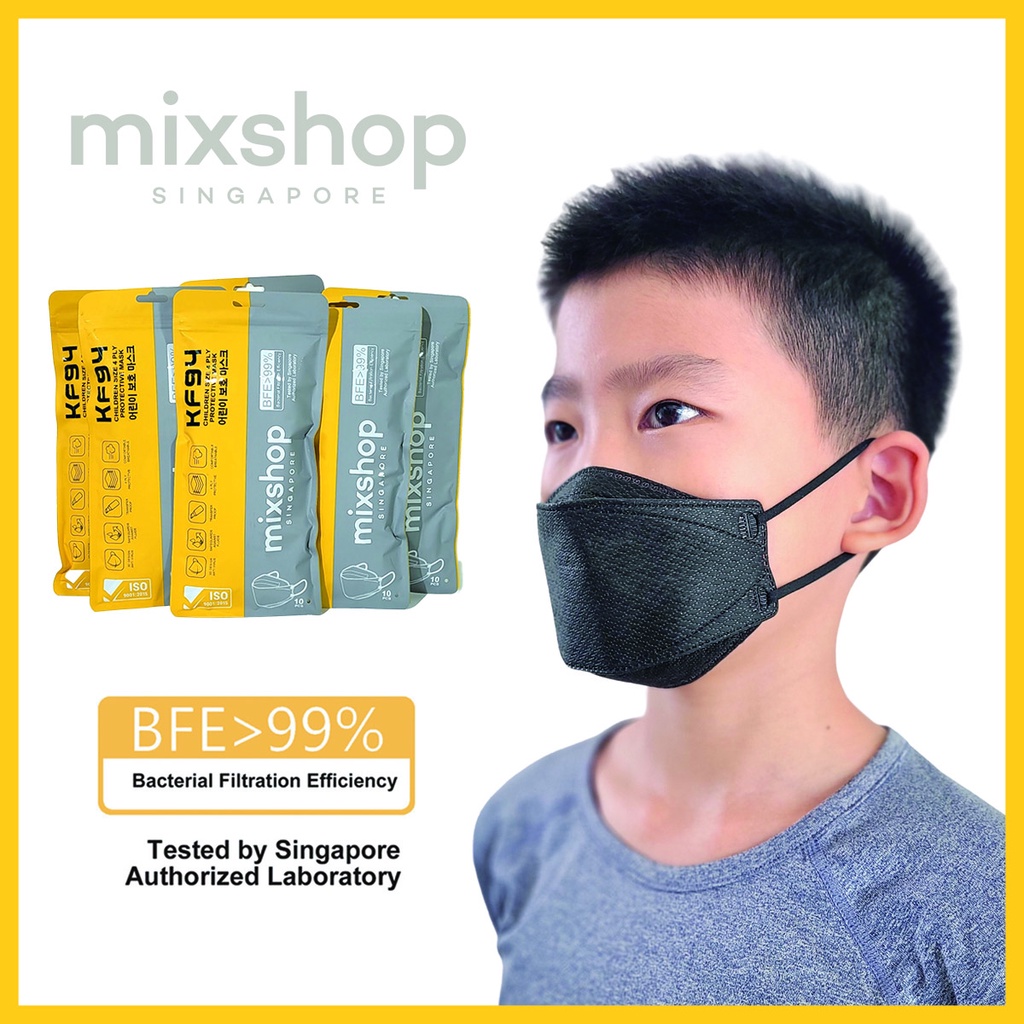 mixshop Children KF94 4 PLY Disposable Mask, Kids KF94, Kids 3D Mask (10pcs), BFE>99%, SG ready stock.