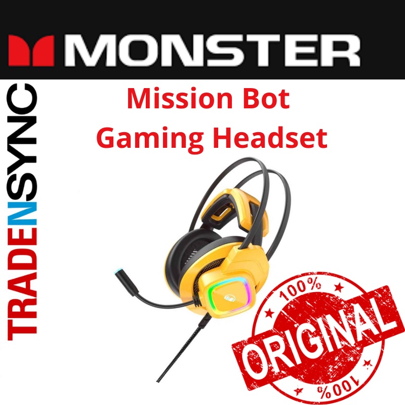 [Monster] - Mission Bot Gaming Headset - Yellow | Shopee Singapore
