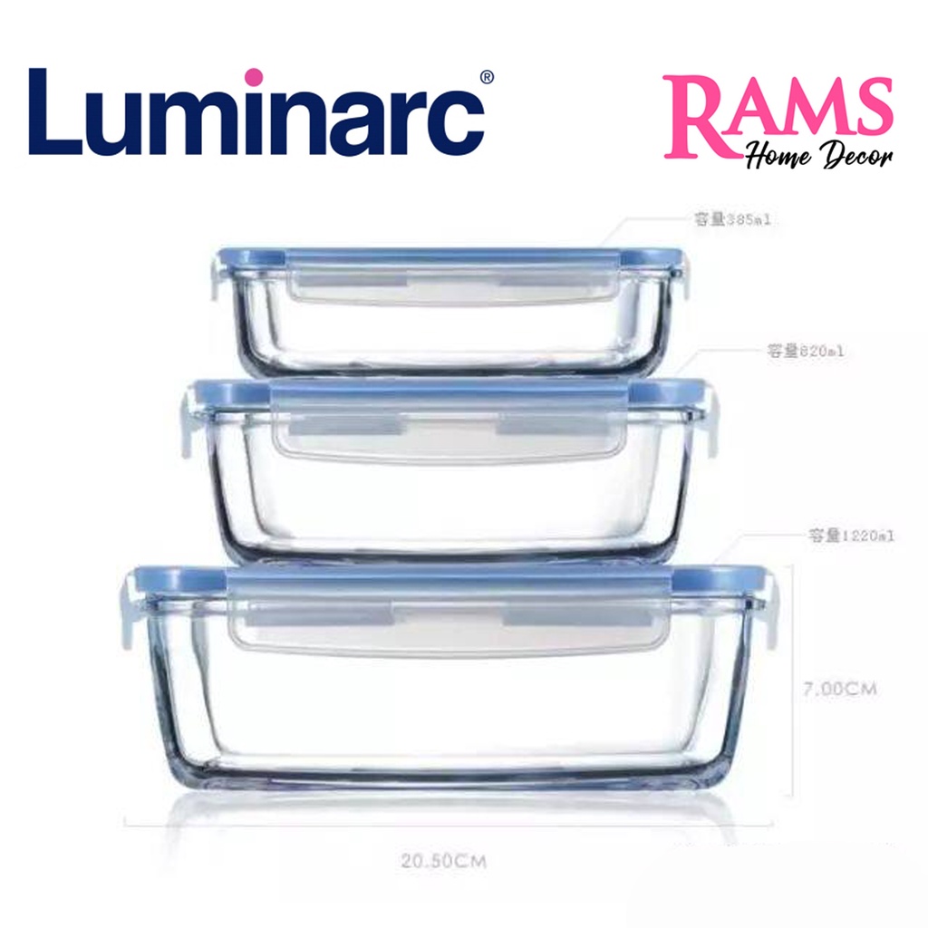 Luminarc 6 Pcs Rectangle Stackable Purebox & Purebox Active Tempered ...