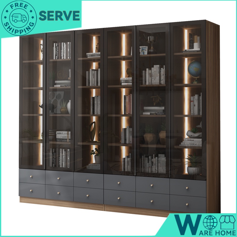 Storage Rack With Door Nordic Glass Floor Shelf Bookshelf Modern Simple ...