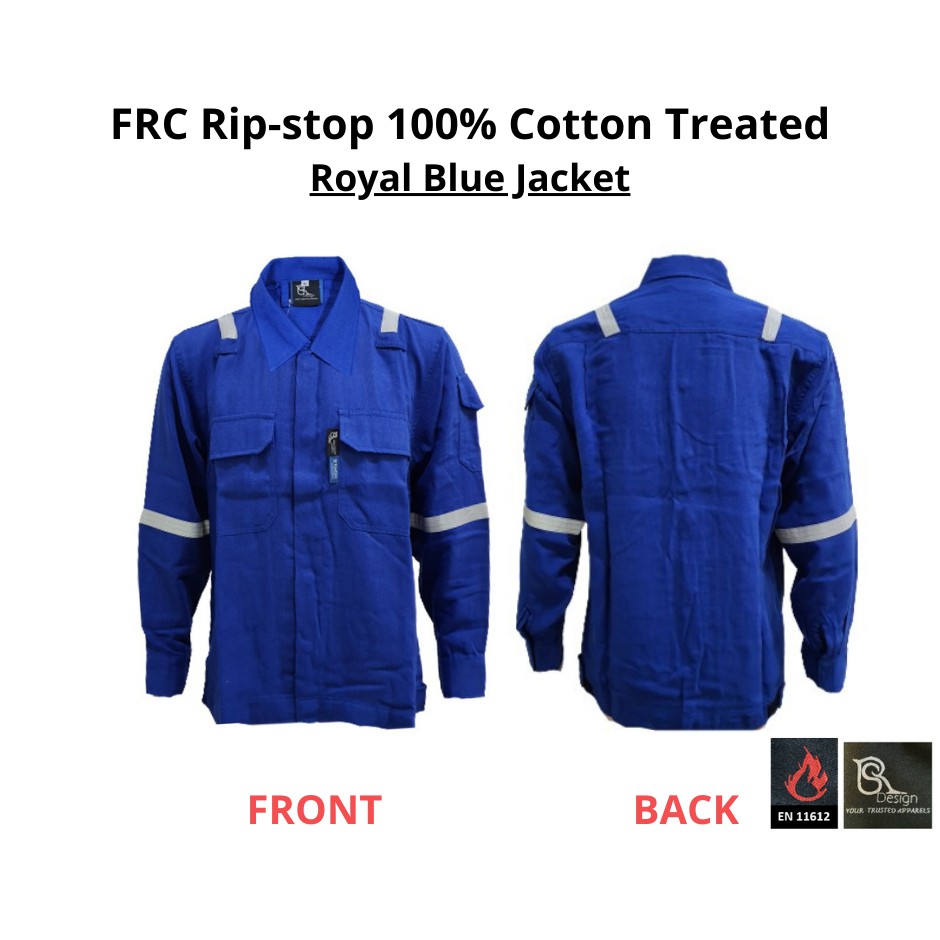 JACKET Flame Retardant Cotton FRC 100 Cotton Treated RS DESIGN ROYAL BLUE NAVY BLUE ORANGE RED RS FRC J101 Shopee Singapore