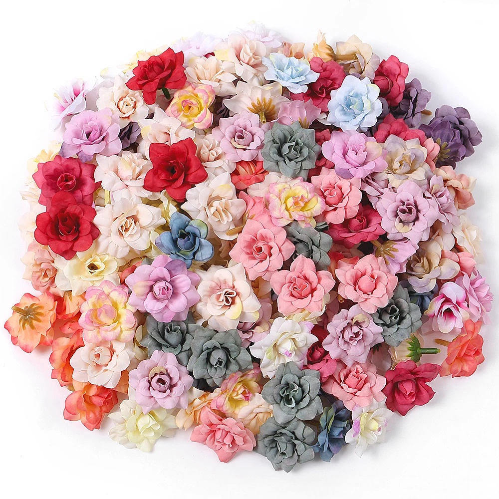 20PCs Rose Artificial Flowers Head Silk Fake Flowers Wedding Party Home ...