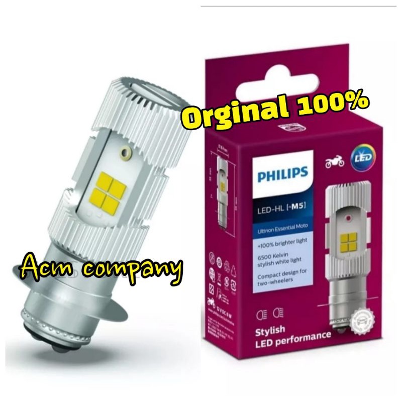 MOTORCYCLE LIGHTS ORIGINAL PHILIPS LED HEADLIGHTS H6 SOCKET TYPE M5 ...