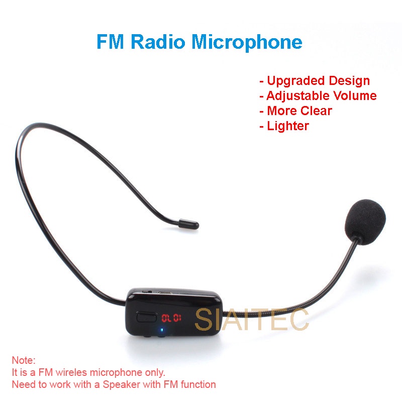 Adjustable Volume Wireless Microphone with Fm 87.5 - 108Mhz, for ...