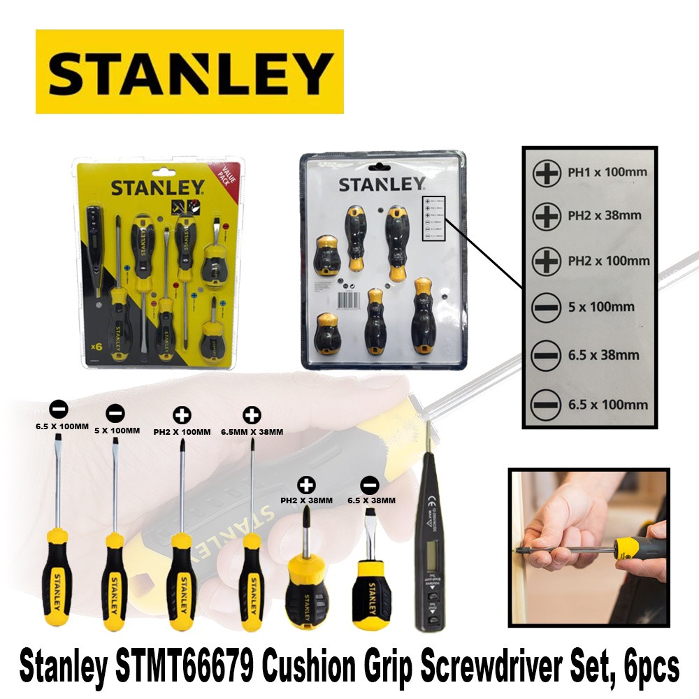 STANLEY STMT66679 Cushion Grip Screwdriver Set [6pcs] Shopee Singapore