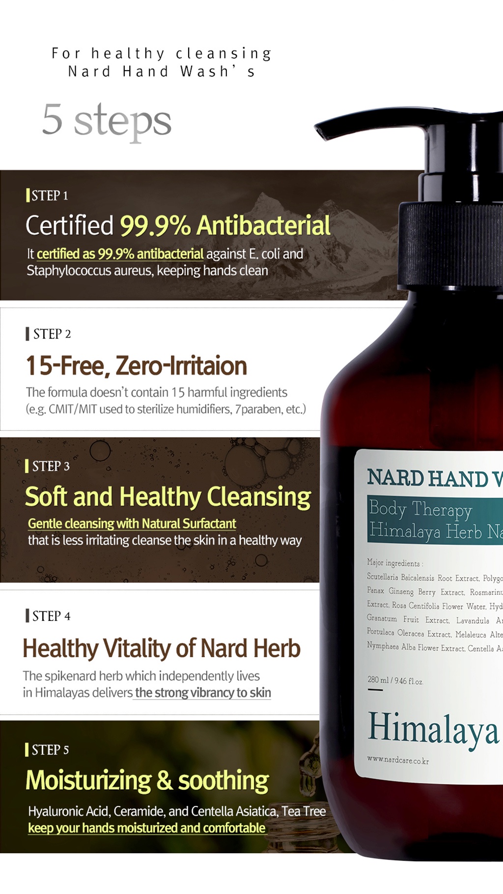 [NARD] Hand Wash, 280mlx3 Antibacterial, ZeroIrritation Shopee