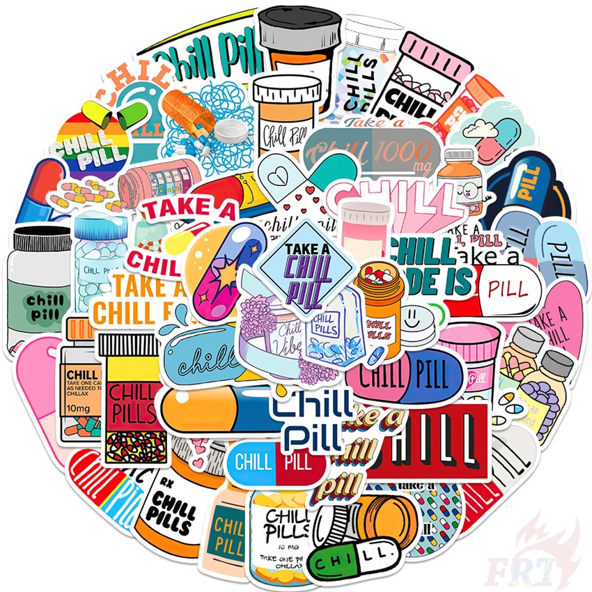 50Pcs/Set Chill Pill Series 01 Stickers DIY Fashion Waterproof Decals ...