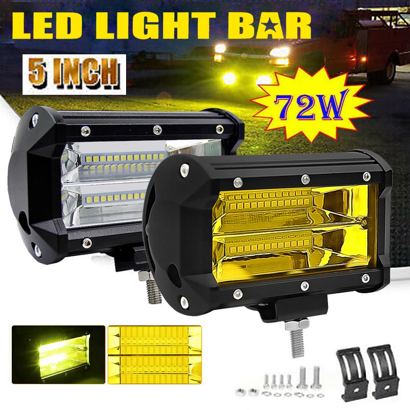 5 Inch 72W LED Work Light Bar Flood IP67 Off Road Driving Fog Lamp For Car Truck Boat Trailer