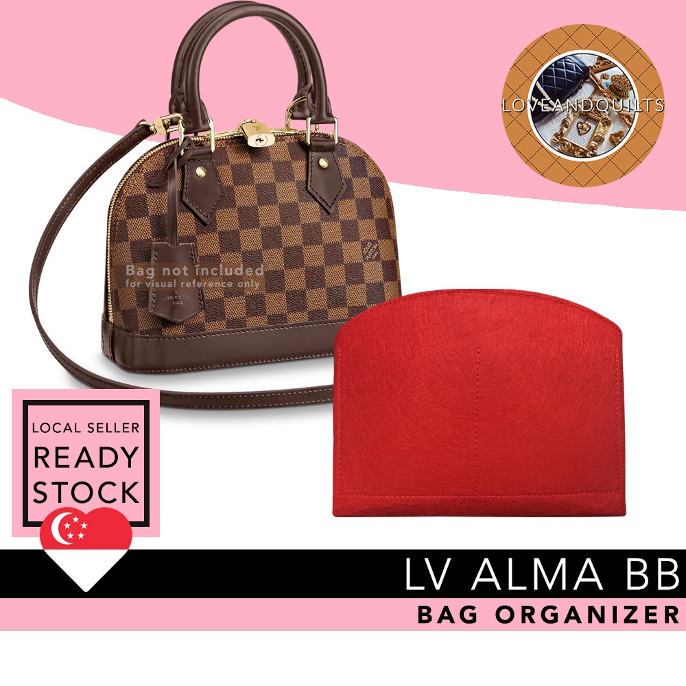 Bag Organizer for LV Alma Bb Alma PM Felt Purse Organizer Insert with Zipper 1004Khaki-L(NLMA-BB)