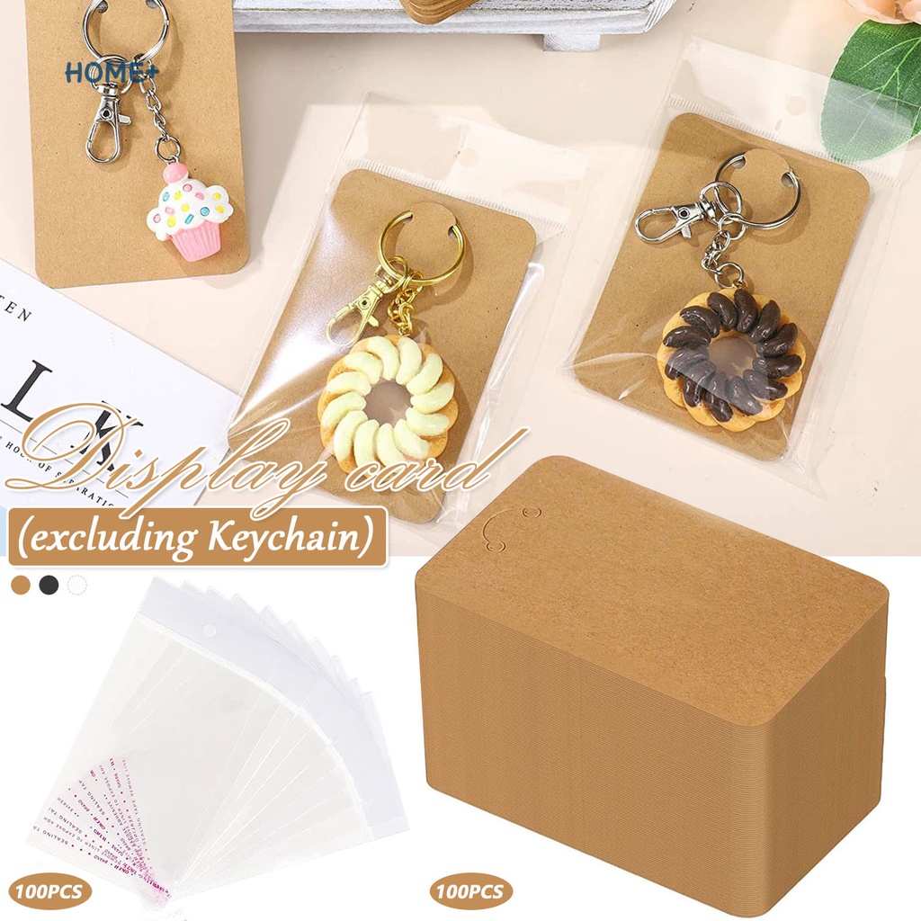 Keychain Display Cards with Self Sealing Bags for Cards Jewelry Packaging  for DIY Ear Studs Display Card Jewelry Packaging Accessories Kraft Paper