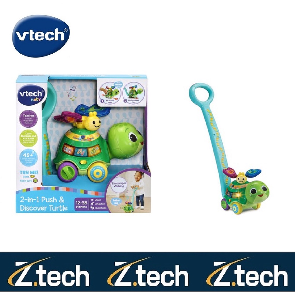VTech Baby 2-in-1 Push and Discover Turtle for 12-36 Months (Authentic ...