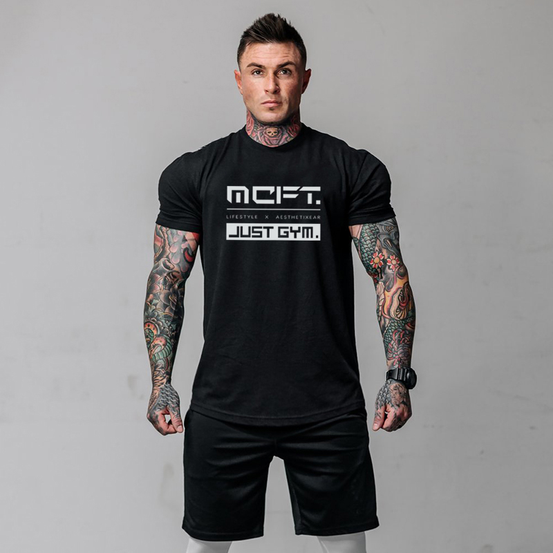 New Brand Men's Fashion Casual Extend Hip Hop Summer Cotton Bodybuilding Muscle Gyms Sport Clothing Fitness Short Sleeve T-shirt