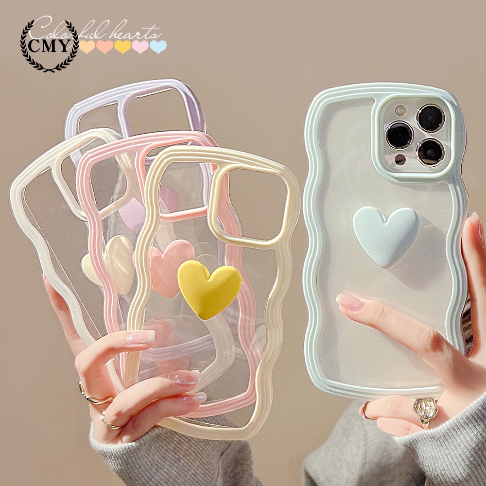Transparent Heart soft case compatible for iphone case 11 12 13 pro max mini XR XS 7 8 plus