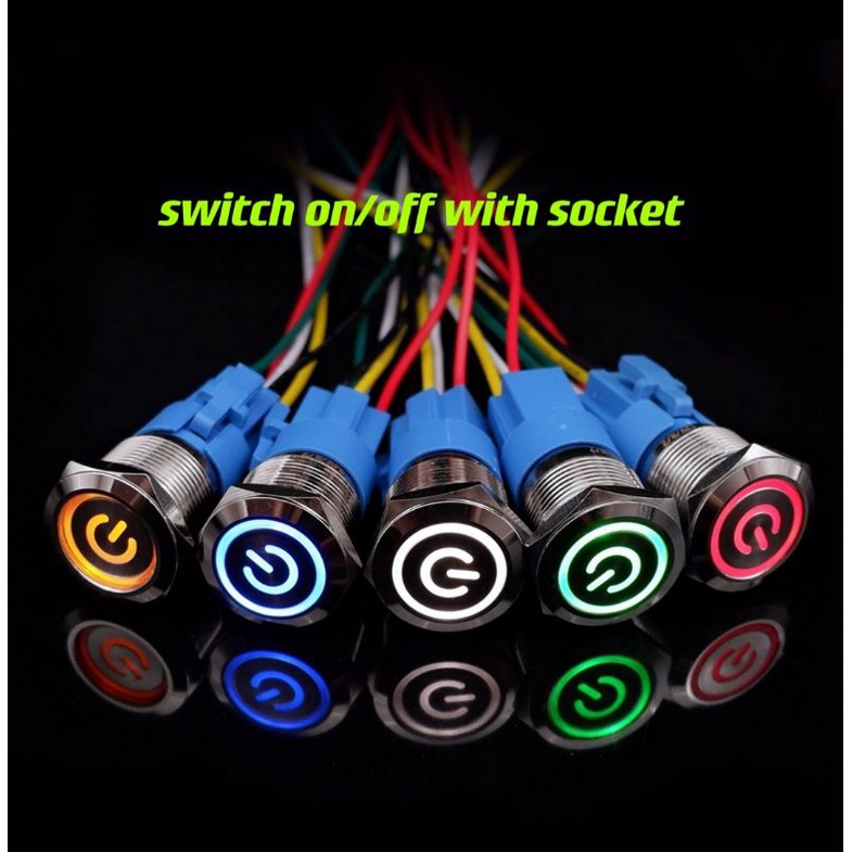 Car 12V On Off Switch Momentary Fixed Latch Led Light Metal Push Button ...