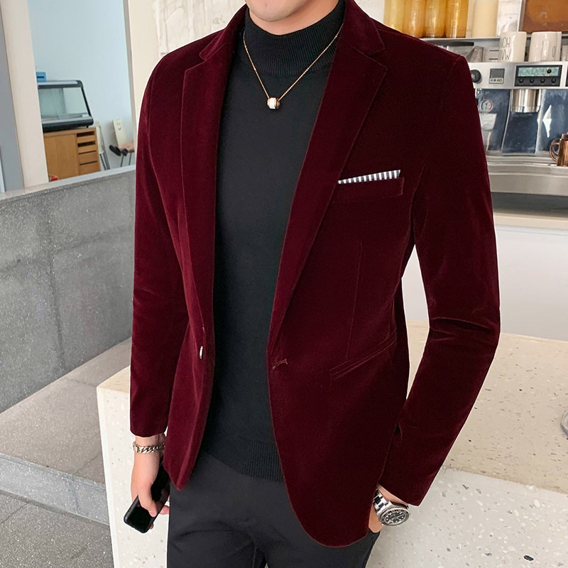 Red velvet blazer deals for men