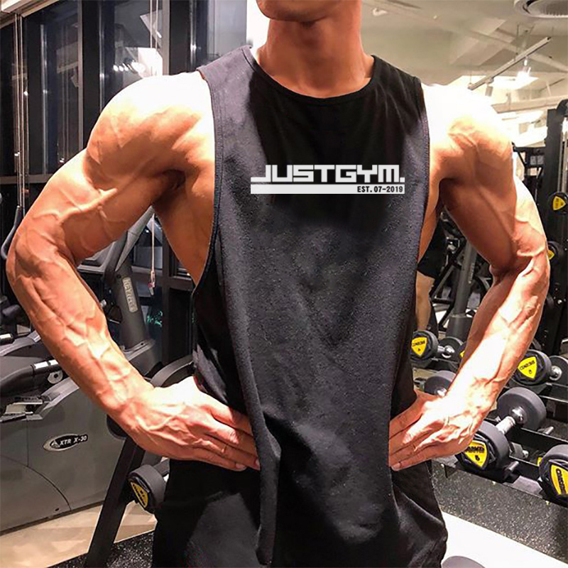 Mens Running Vest Bodybuilding Singlets Cotton Tank top Gym Fitness Vest Sleeveless Shirt Summer Plain Casual Workout Clothing