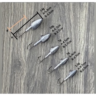 OBSESSION 50pcs 3.5g 7g 10g NED Rig Metal Hook Jig Head Barbed
