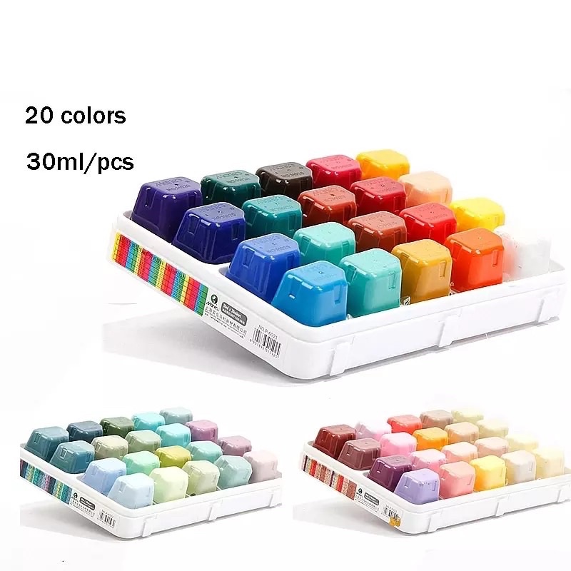 MARIE PIGMENT 20Colours Gouache Paint Set with Jelly Cup 30ml Watercolor Painting for NonToxic